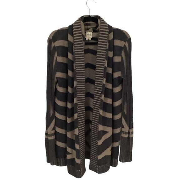 Haute Hippie Sweaters - Haute Hippie Brown Tan Merino Wool Striped Jacquard XS - Small Sweater Cardigan